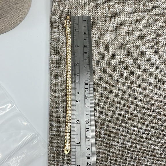 90s/2000s Sterling Silver CZ Tennis Bracelet - Gold Finish, 7.25" - Picture 6 of 10